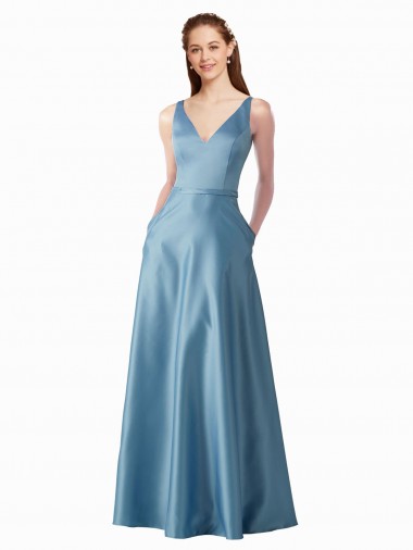 Online Sleeveless High Neck Satin A-Line Black Tie Prom Dress Canada