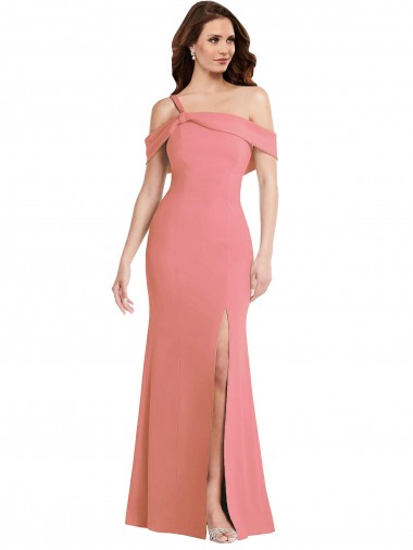 Online Sleeveless One Shoulder Low Back Stretch Crepe Trumpet Prom Dress Canada