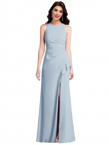 Online Sleeveless Halter Neck Stretch Crepe Trumpet Light Sky Blue Prom Dress Canada