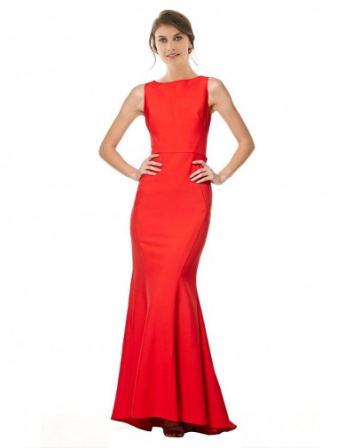 Online Sleeveless Halter Neck Open Back Stretch Crepe Mermaid Prom Dress Canada