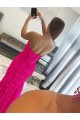 Online Sleeveless Fuchsia Strapless Velvet Sequin Sheath Prom Dress Canada